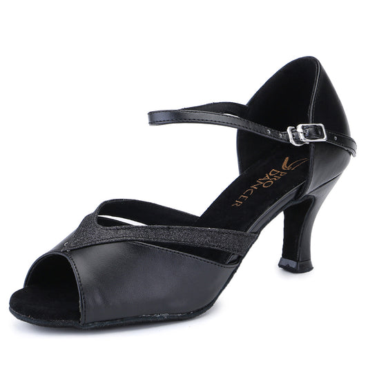 Pro Dancer high heel black ballroom shoes for Latin Salsa and Rumba3