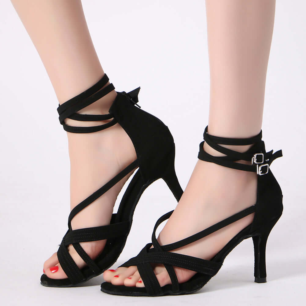 Pro Dancer Women's Latin & Salsa Ballroom Dance Shoes Black Heels1