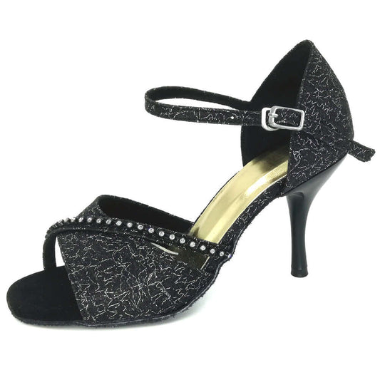 Professional lady's black ballroom dance shoes for Latin and Salsa5