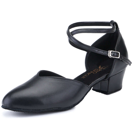 Pro Dancer mid heel black ballroom shoes for Latin and Salsa dancing1