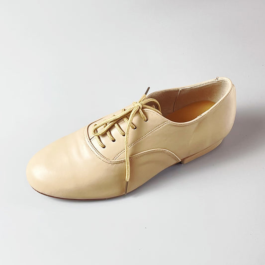 Pro Dancer Men's Tango Shoes with 1 inch Heel, Leather, Lace-up in Nude color1