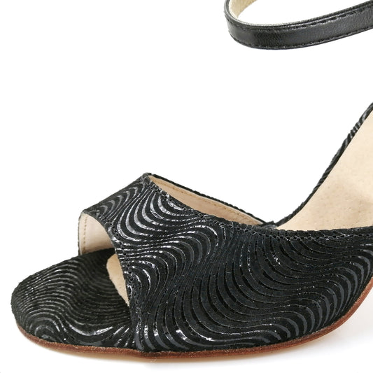 Pro Dancer Women's Argentine Dance Shoes High Heel Dance Sandals Leather Sole Black PD-9001G0