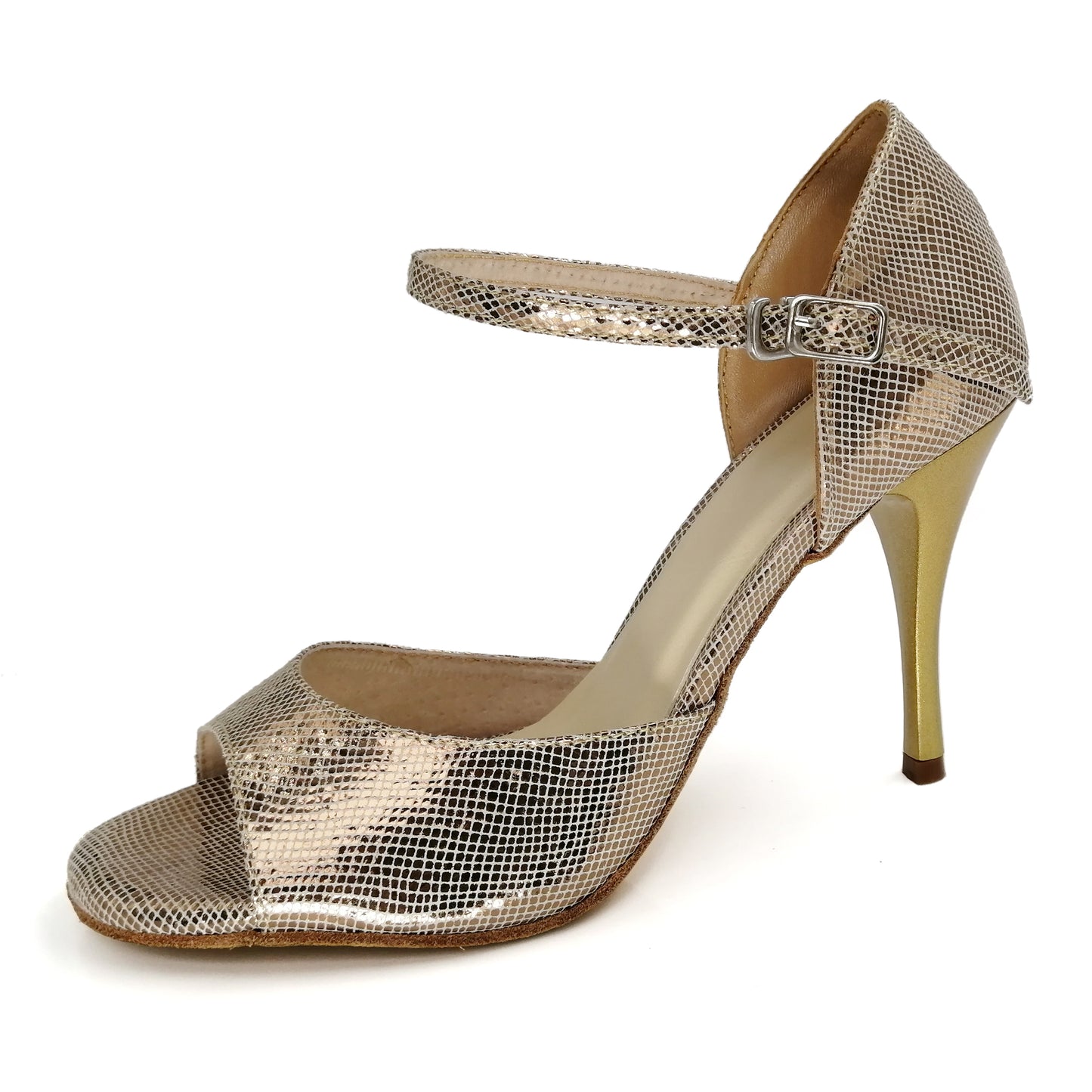 Rose Gold Leather High Heel Pro Dancer Argentine Tango Shoes for Women