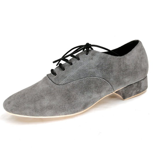 Men's Pro Dancer Argentine Tango Shoes with 1 inch Heel Leather Lace-up in Gray5