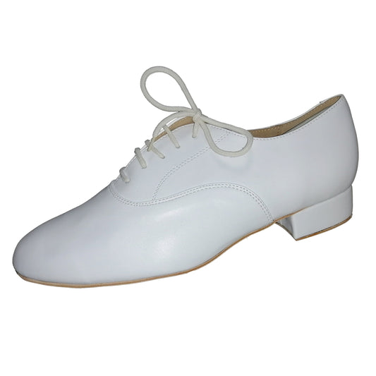 Pro Dancer Men's white leather tango shoes with 1 inch heel0