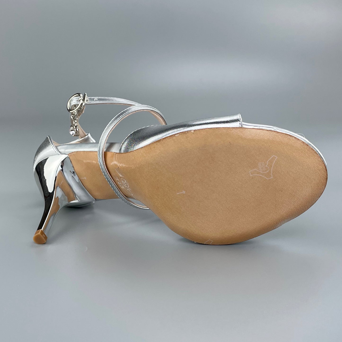 Pro Dancer silver open-toe tango shoes with leather sole for salsa dancing2