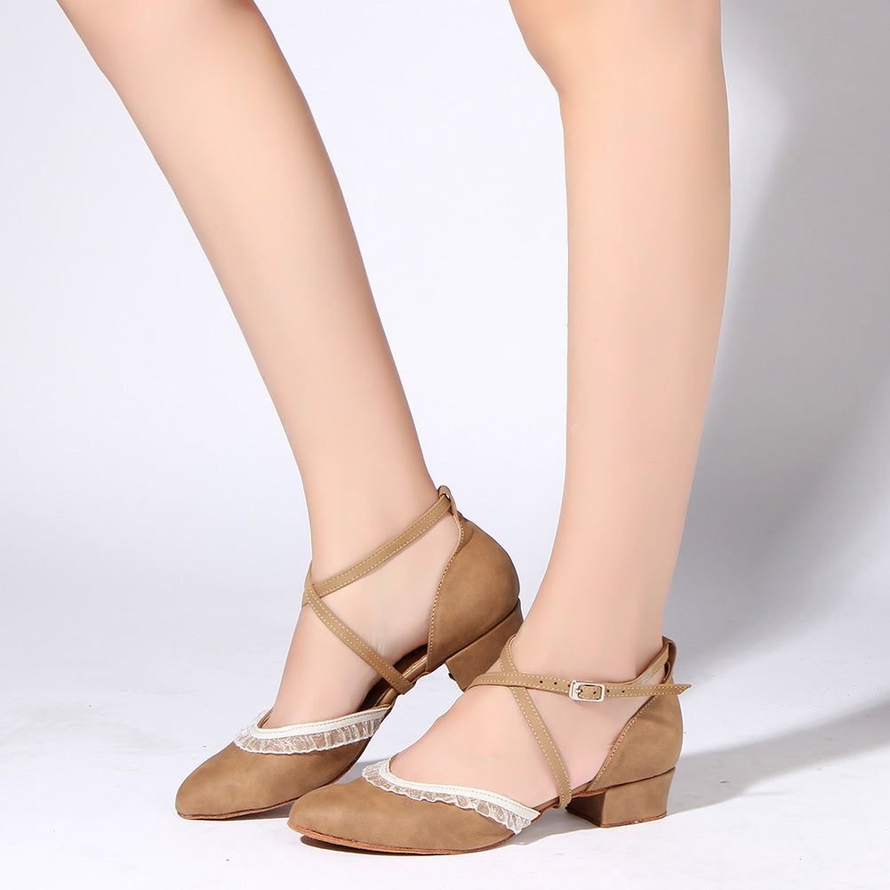 Elegant Women's Latin Dance Shoes with Suede Sole for Tango Ballroom3