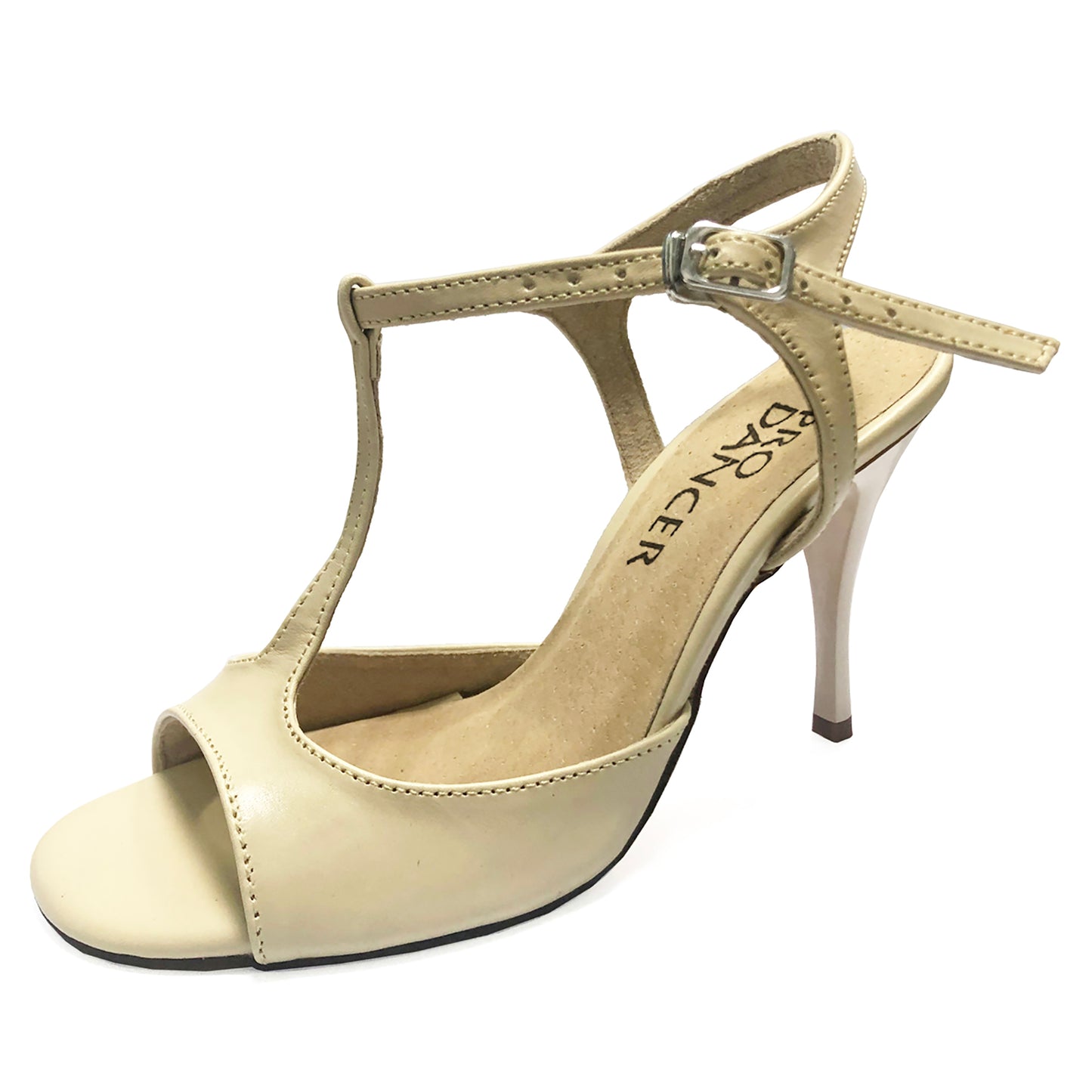 Elegant Nude Leather Pro Dancer Argentine Tango High Heels