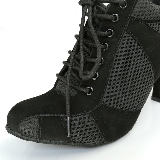 Pro Dancer Women's Argentine Tango Shoes High Heel Dance Sandals with Suede Sole in Black and Gray3