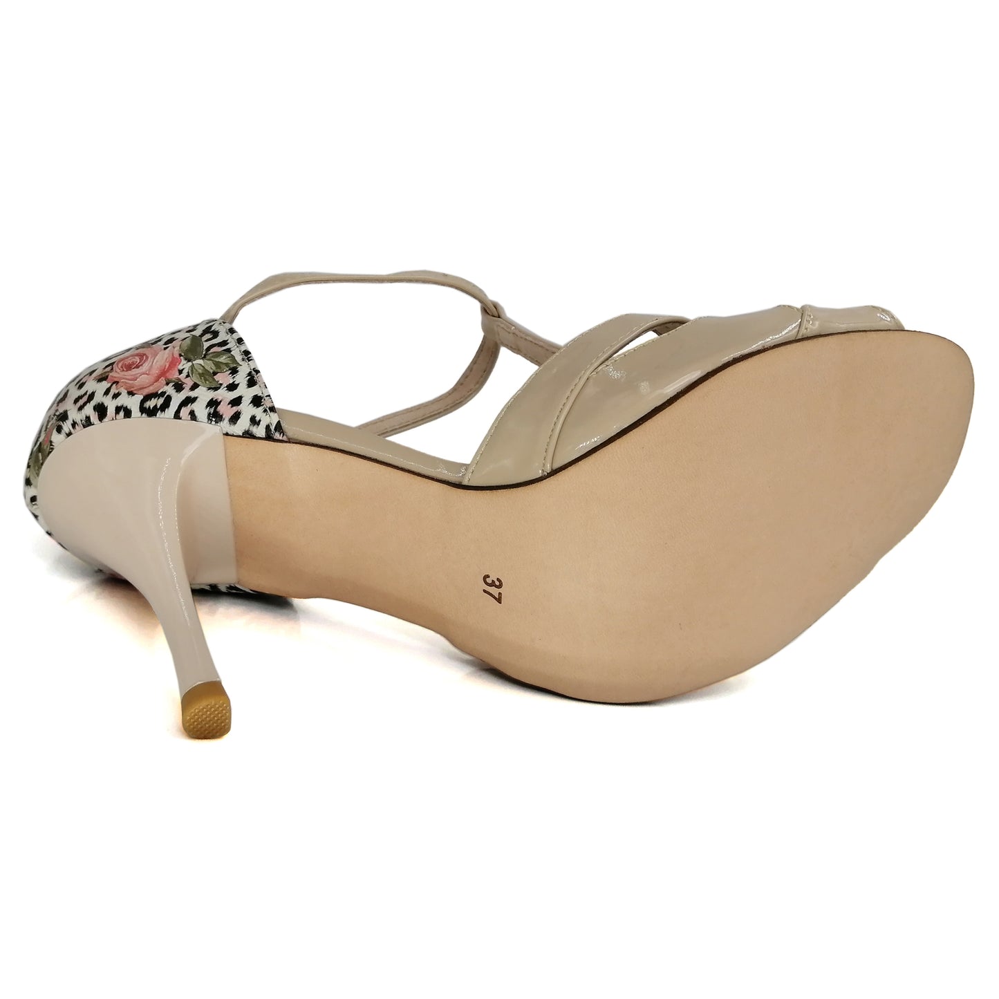 Elegant Pro Dancer Argentine Tango Shoes in Nude Leather with High Heels3