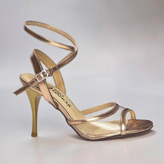 Pro Dancer Tango Argentino high heel dance sandals with leather sole in rose gold (PD-9062A)3