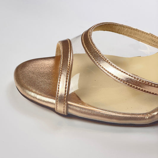 Pro Dancer Tango Argentino high heel dance sandals with leather sole in rose gold (PD-9062A)0