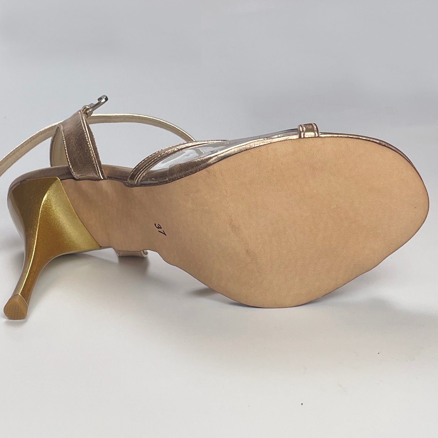 Pro Dancer Tango Argentino high heel dance sandals with leather sole in rose gold (PD-9062A)7