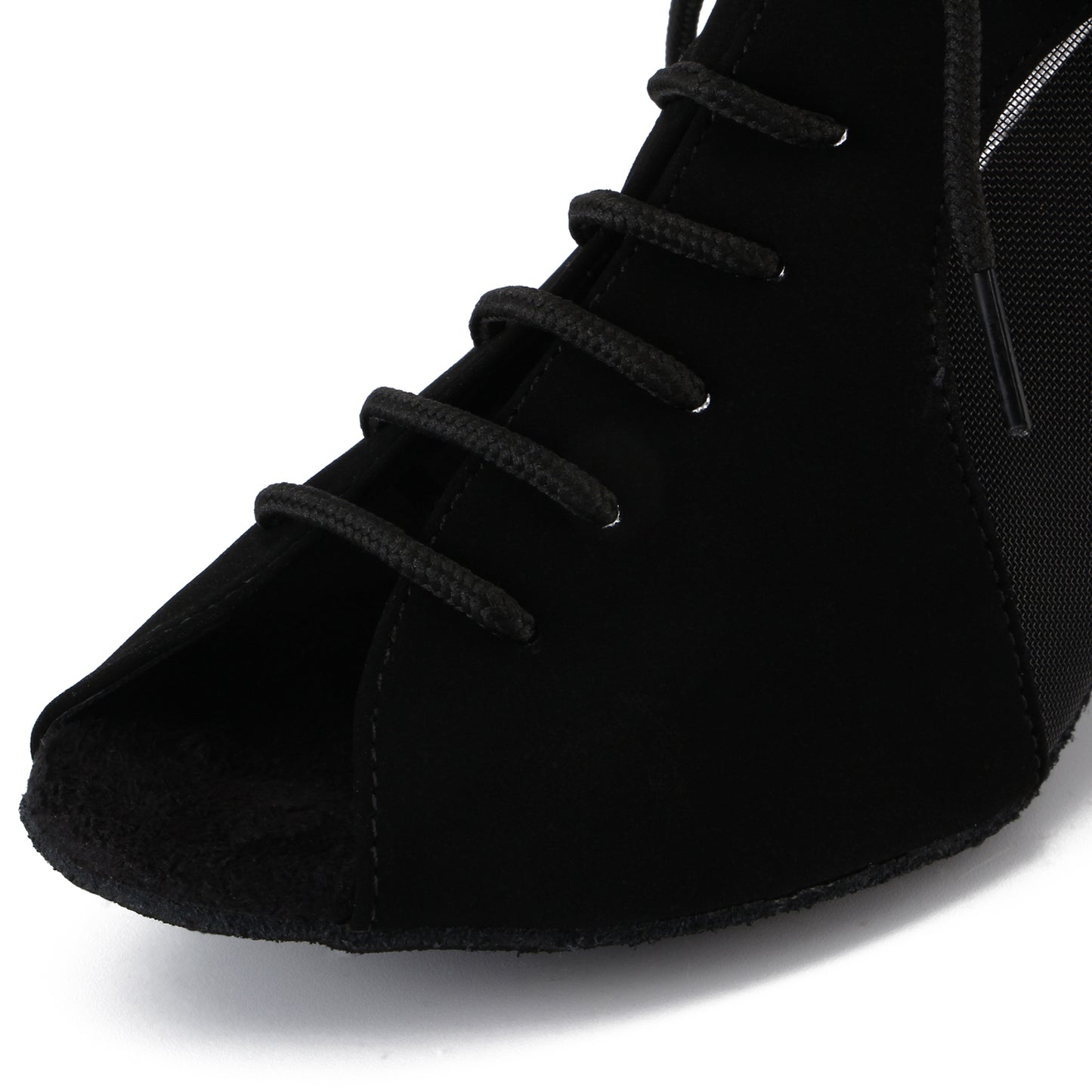 Women Ballroom Dancing Shoes with Suede Sole, Lace-up Open-toe Design in Black for Tango Latin Practice (PD-3003A)1