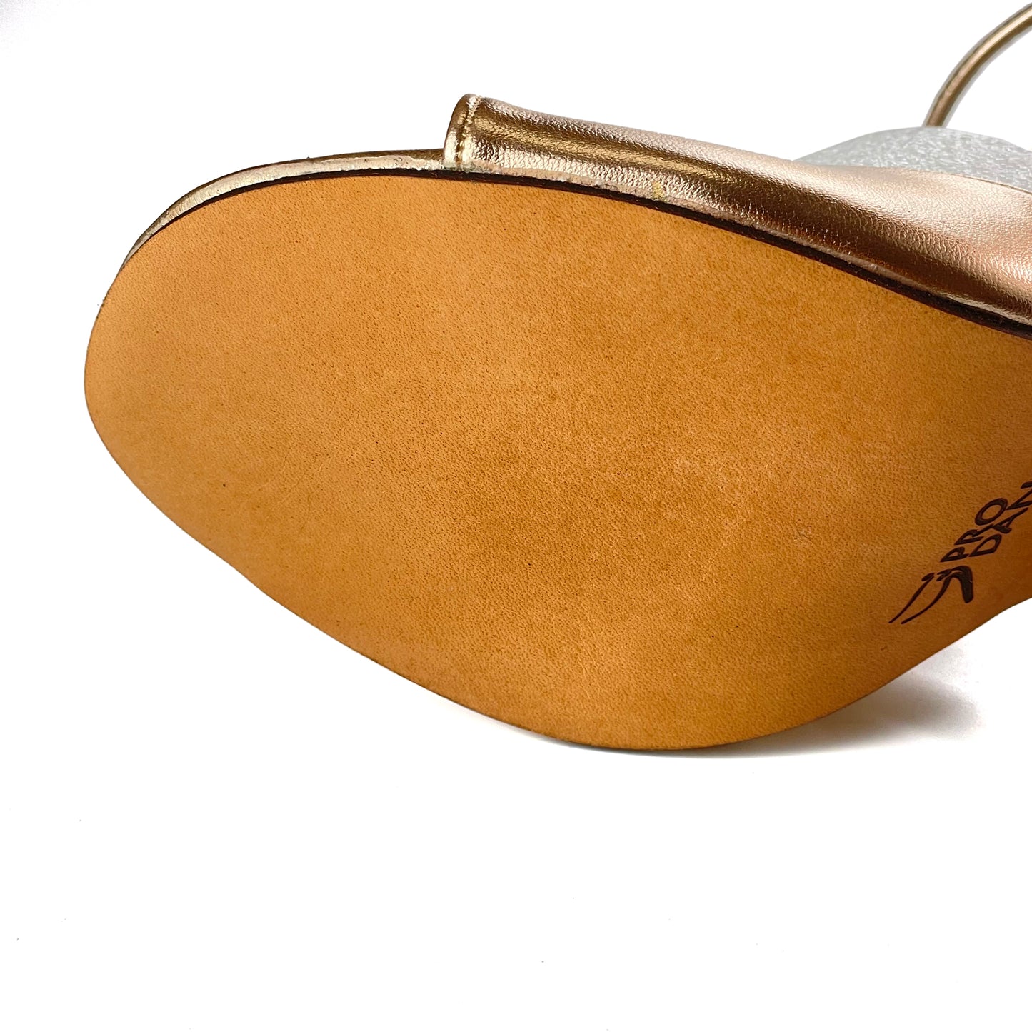 Pro Dancer Tango Argentino Shoes high heel dance sandals with leather sole in bronze color (PD-9064A)0
