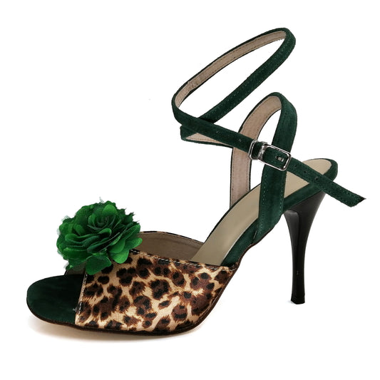 Pro Dancer Women's Argentine Tango Shoes High Heel Dance Sandals with Leather Sole in Leopard Print (PD9011A)1