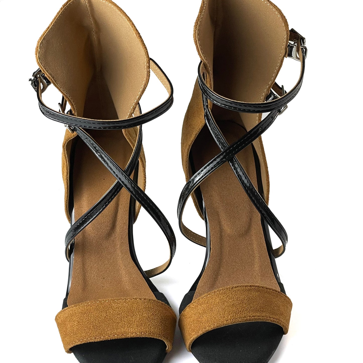 Pro Dancer Womens Ballroom Dance Booties High Heel Suede Sole Rubber Sole Brown PD-B-0211