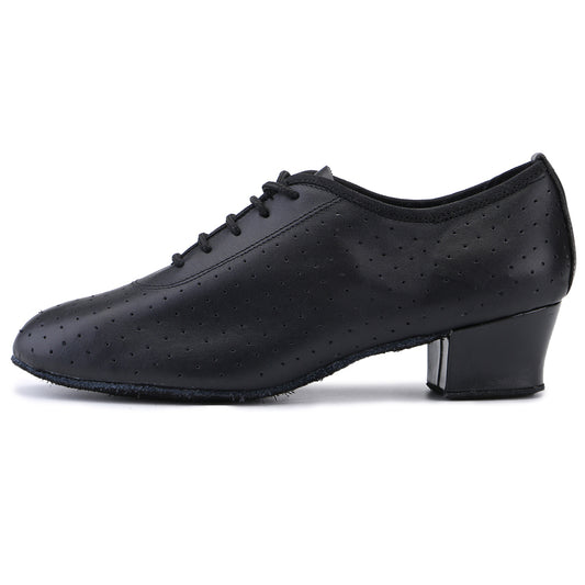 Black Cuban Heel Women Ballroom Dance Shoes with Suede Sole for Tango Latin Practice and Training, Lace-up Closed-toe Design (PD5002A)6