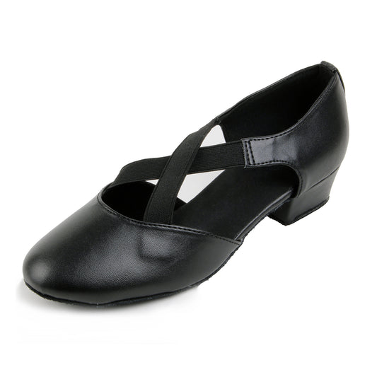 Ladies black suede sole ballroom dancing shoes for tango and latin practice with closed-toe design (PD7307A)4