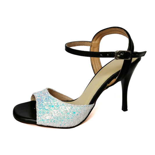 Elegant silver leather high heel Pro Dancer Argentine Tango shoes PD9015A4