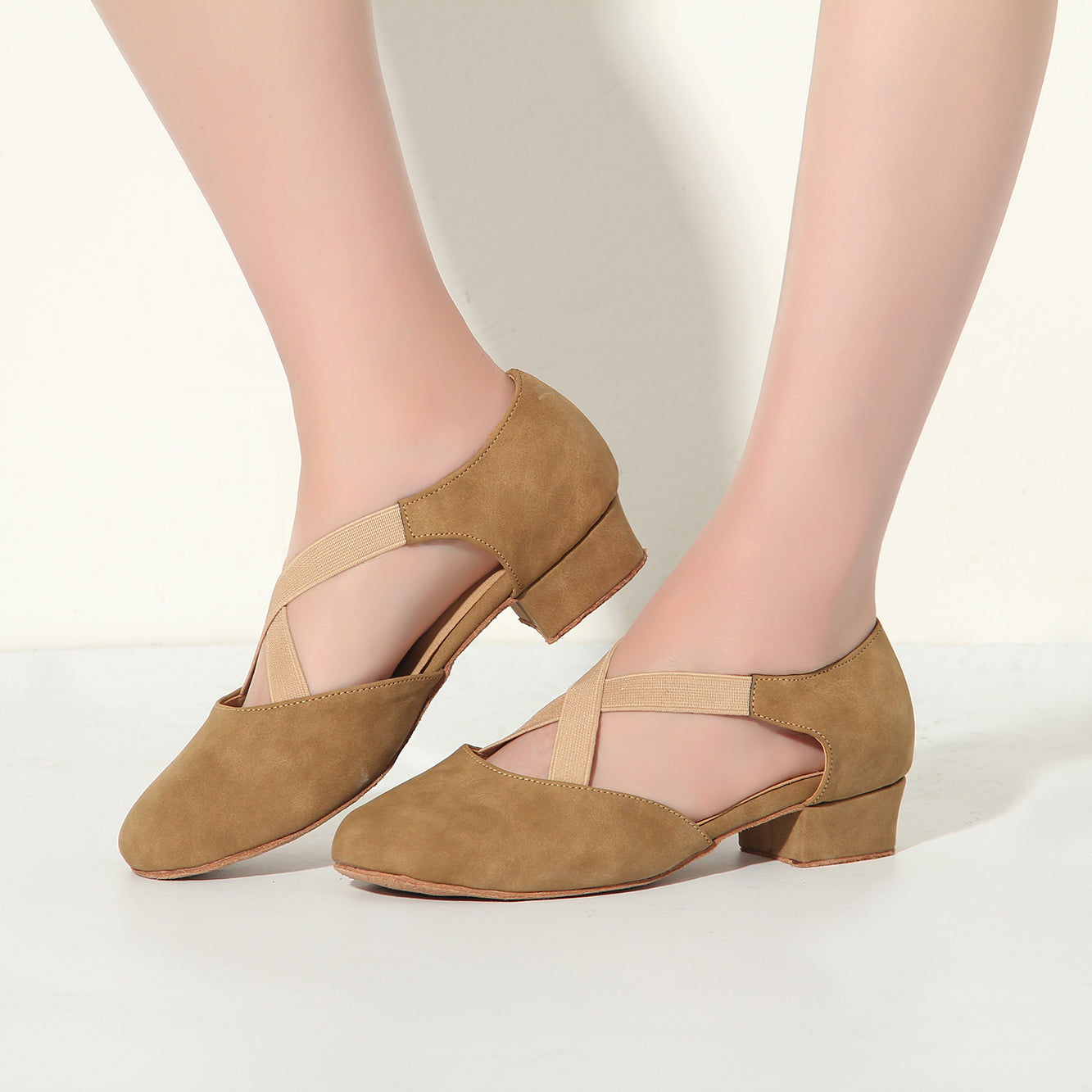 Women Ballroom Dancing Shoes for Ladies Tango Latin Practice with Suede Sole Closed-toe in Brown (PD7307E)9