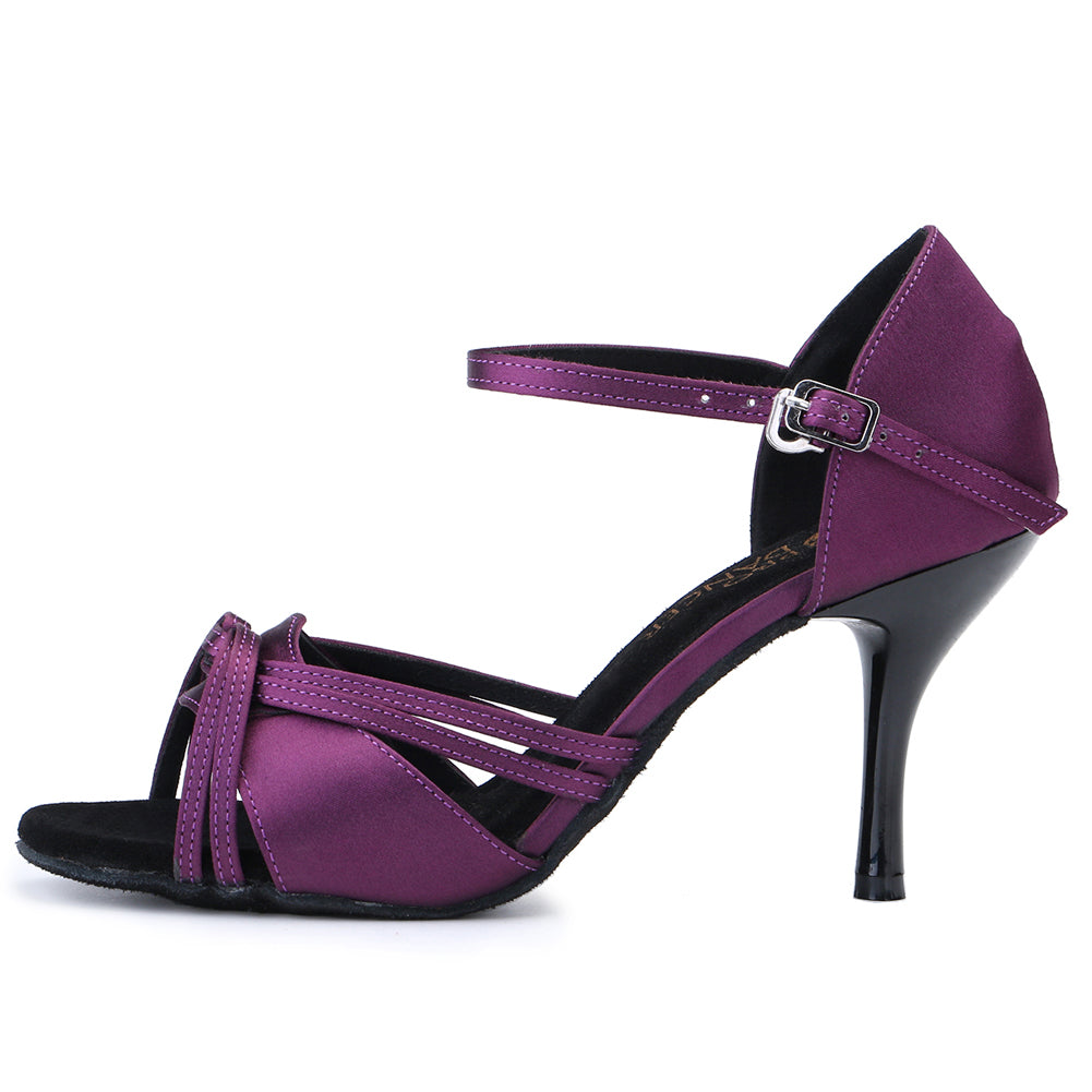 Pro Dancer Women's Ballroom Dance Shoes For Chacha Latin Salsa Rumba Dancing Heels Purple