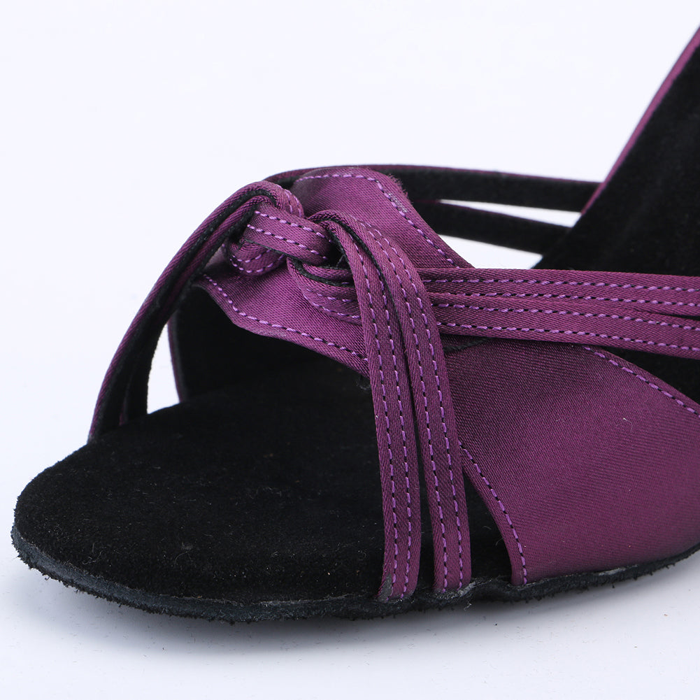 Pro Dancer Women's purple ballroom dance shoes for Chacha Latin Salsa Rumba dancing with heels3