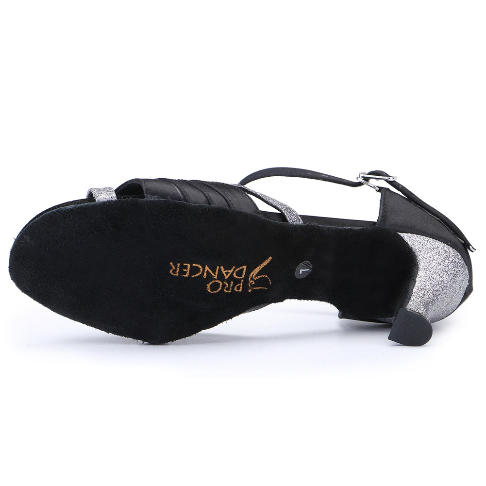 Pro Dancer Ballroom Shoes for Latin, Salsa, Rumba with Mid Heel in Black4