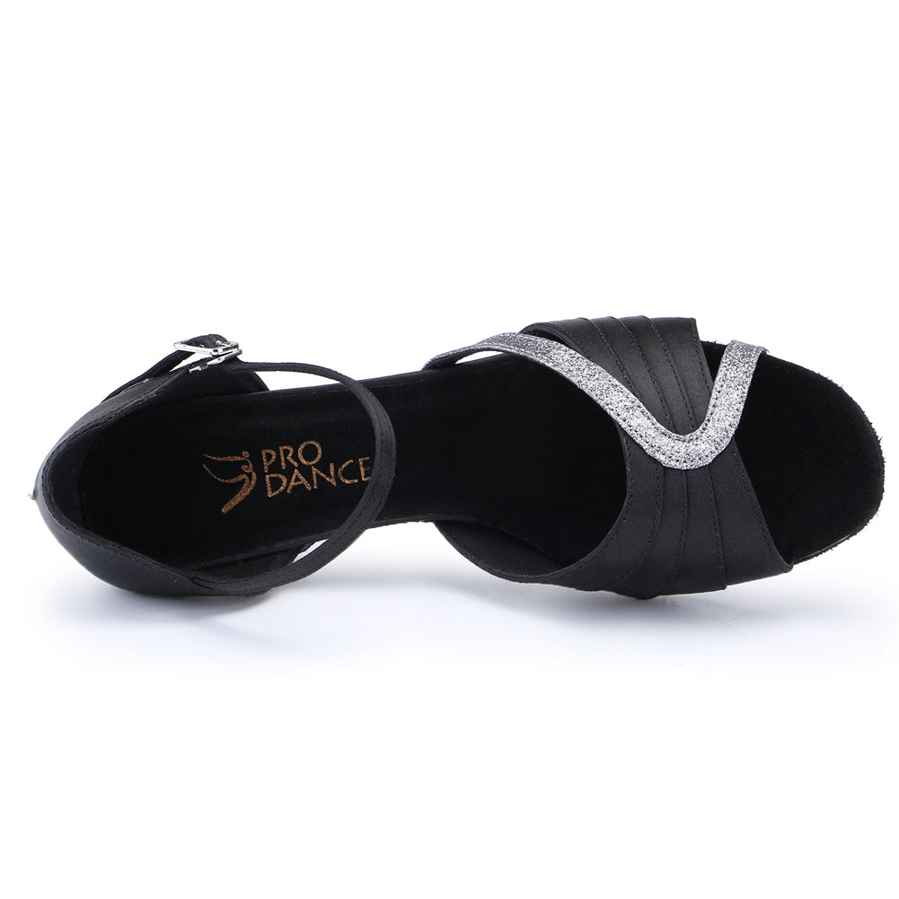 Pro Dancer Ballroom Shoes for Latin, Salsa, Rumba with Mid Heel in Black0