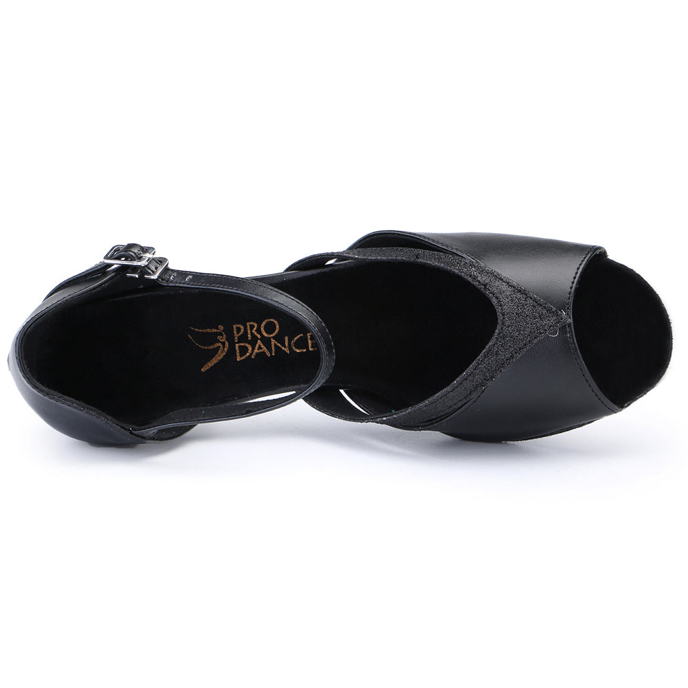 Pro Dancer high heel black ballroom shoes for Latin Salsa and Rumba1