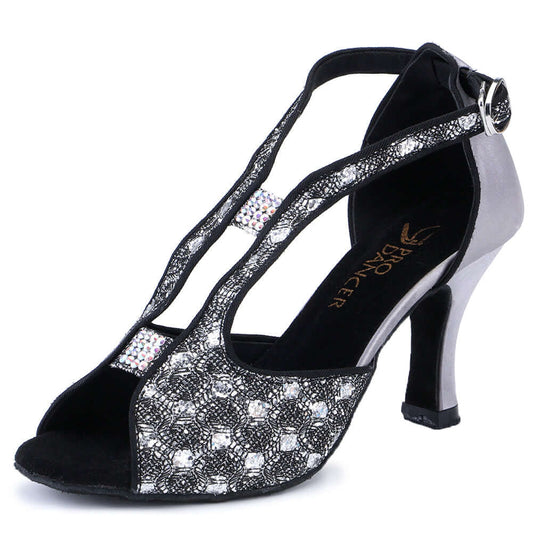 Professional lady's black ballroom dance shoes for Chacha, Latin, Salsa, and Rumba dancing9