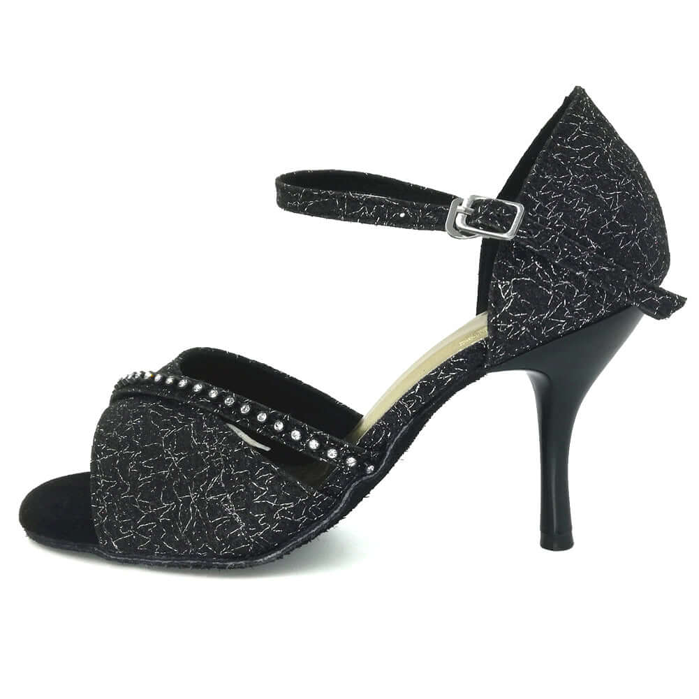 Professional lady's black ballroom dance shoes for Latin and Salsa0