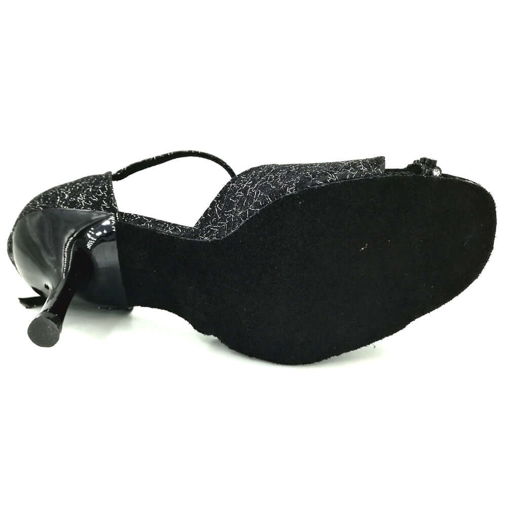 Professional lady's black ballroom dance shoes for Latin and Salsa1