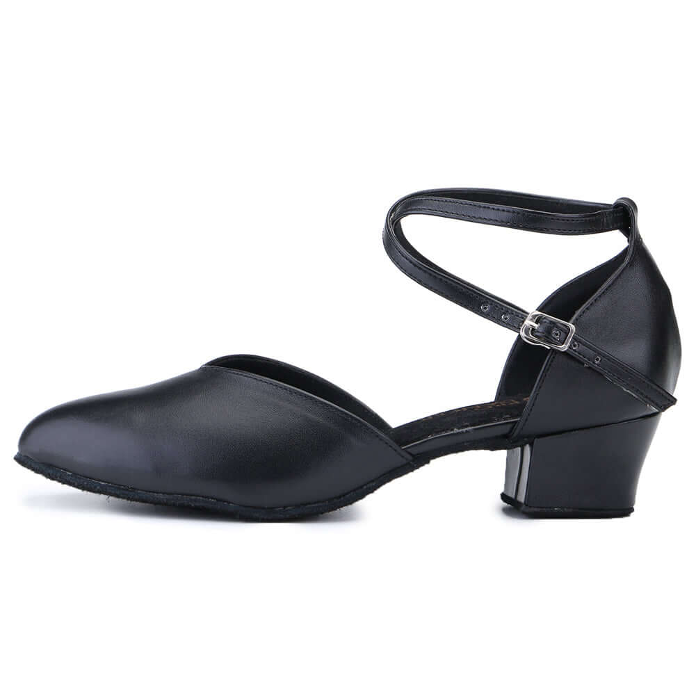Pro Dancer mid heel black ballroom shoes for Latin and Salsa dancing0