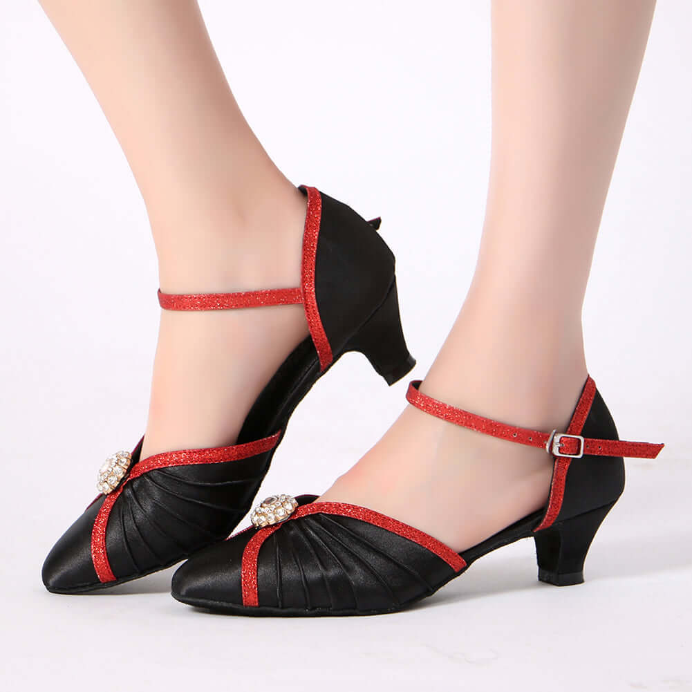 Women's pumps ballroom dance shoes with suede sole, closed-toe design for party and wedding1