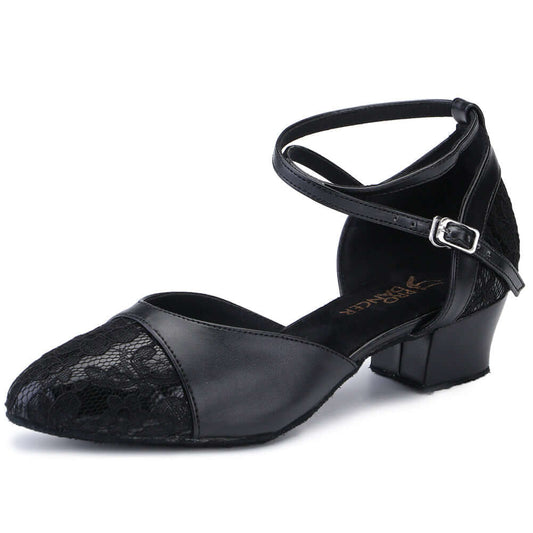 Women's Pumps Ballroom Dance Shoes Suede Sole Closed-toe Party Wedding Footwears Low Heel Black