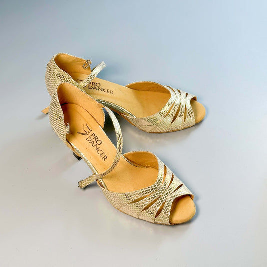 Pro Dancer Lady's gold ballroom dance shoes for Chacha Latin Salsa Rumba1
