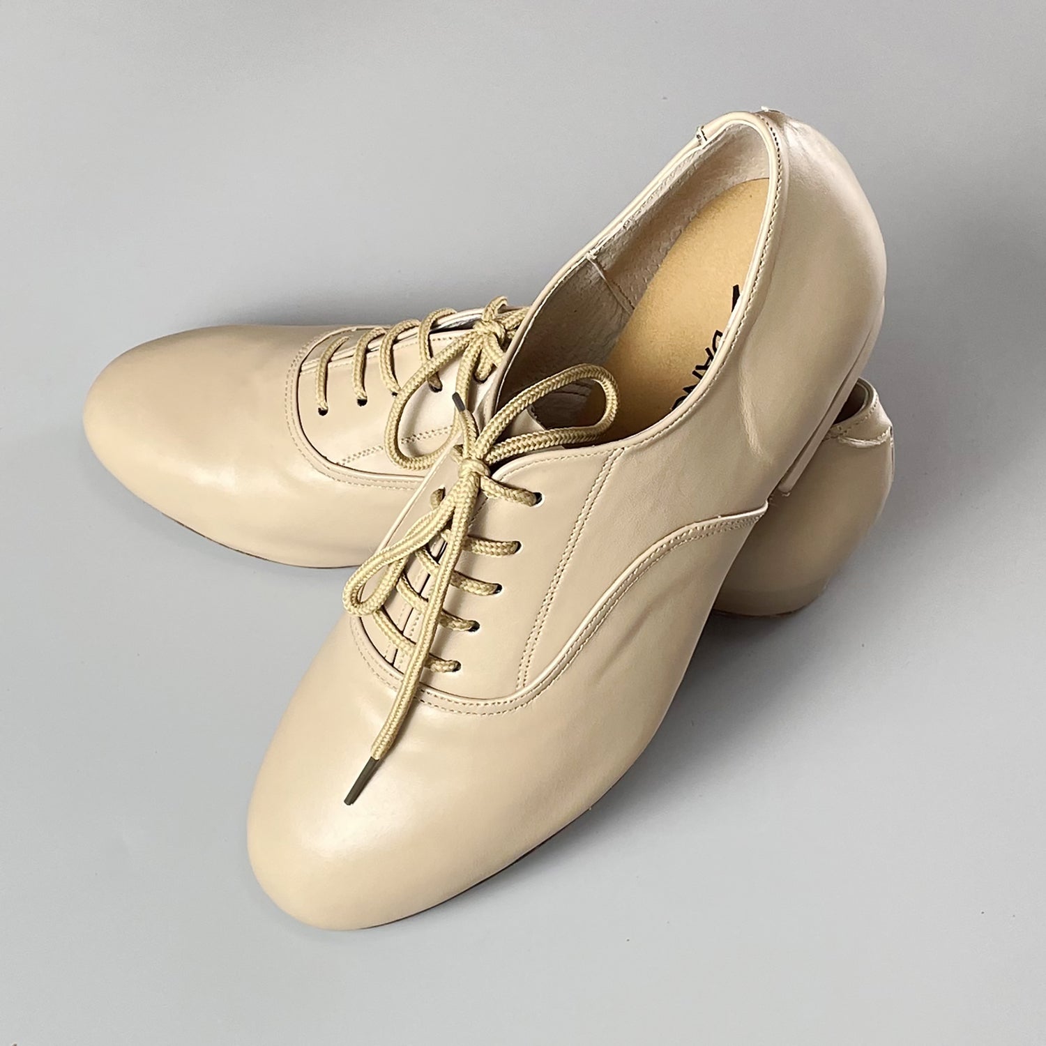 Pro Dancer Men's Tango Shoes with 1 inch Heel, Leather, Lace-up in Nude color2