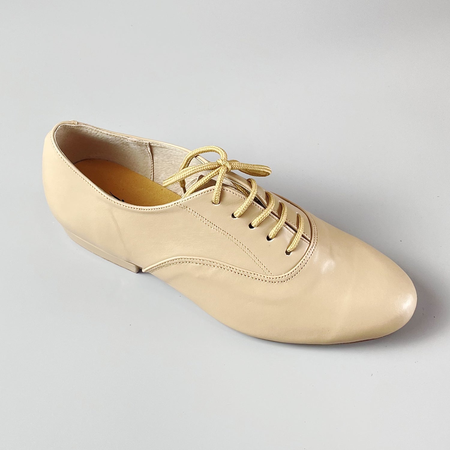 Pro Dancer Men's Tango Shoes with 1 inch Heel, Leather, Lace-up in Nude color0