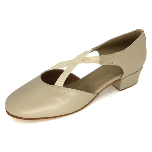 Women Ballroom Dancing Shoes for Ladies Tango Latin Practice with Suede Sole Closed-toe in Nude Color (PD7307C)1