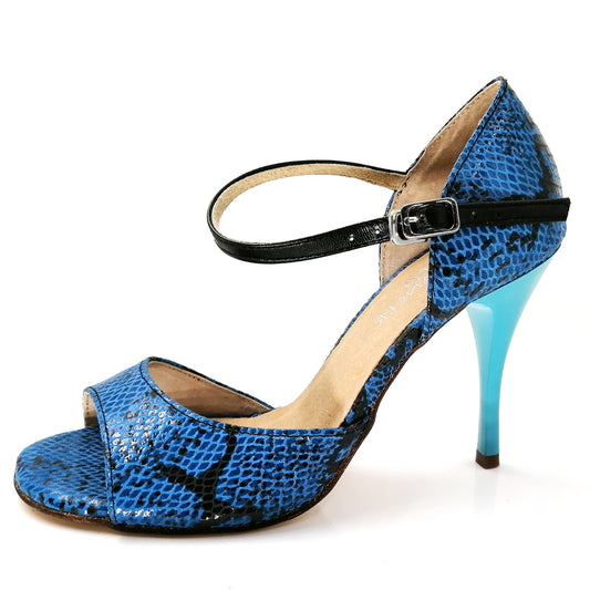 Pro Dancer Argentine Tango High Heel Sandals with Blue Leather Sole - PD-9001E5