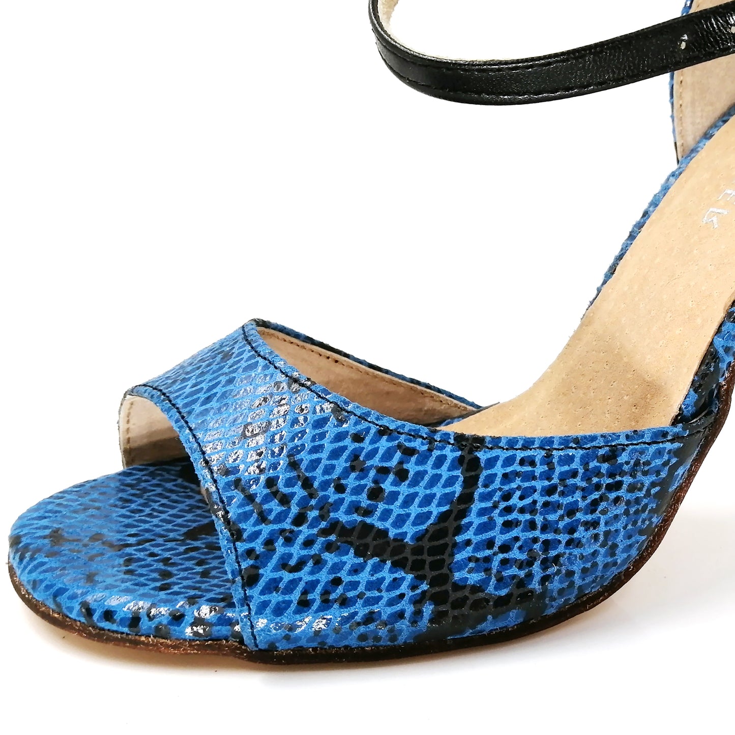 Pro Dancer Argentine Tango Shoes Ladies High Heel Dance Sandals Leather Sole Blue (PD-9001E)
