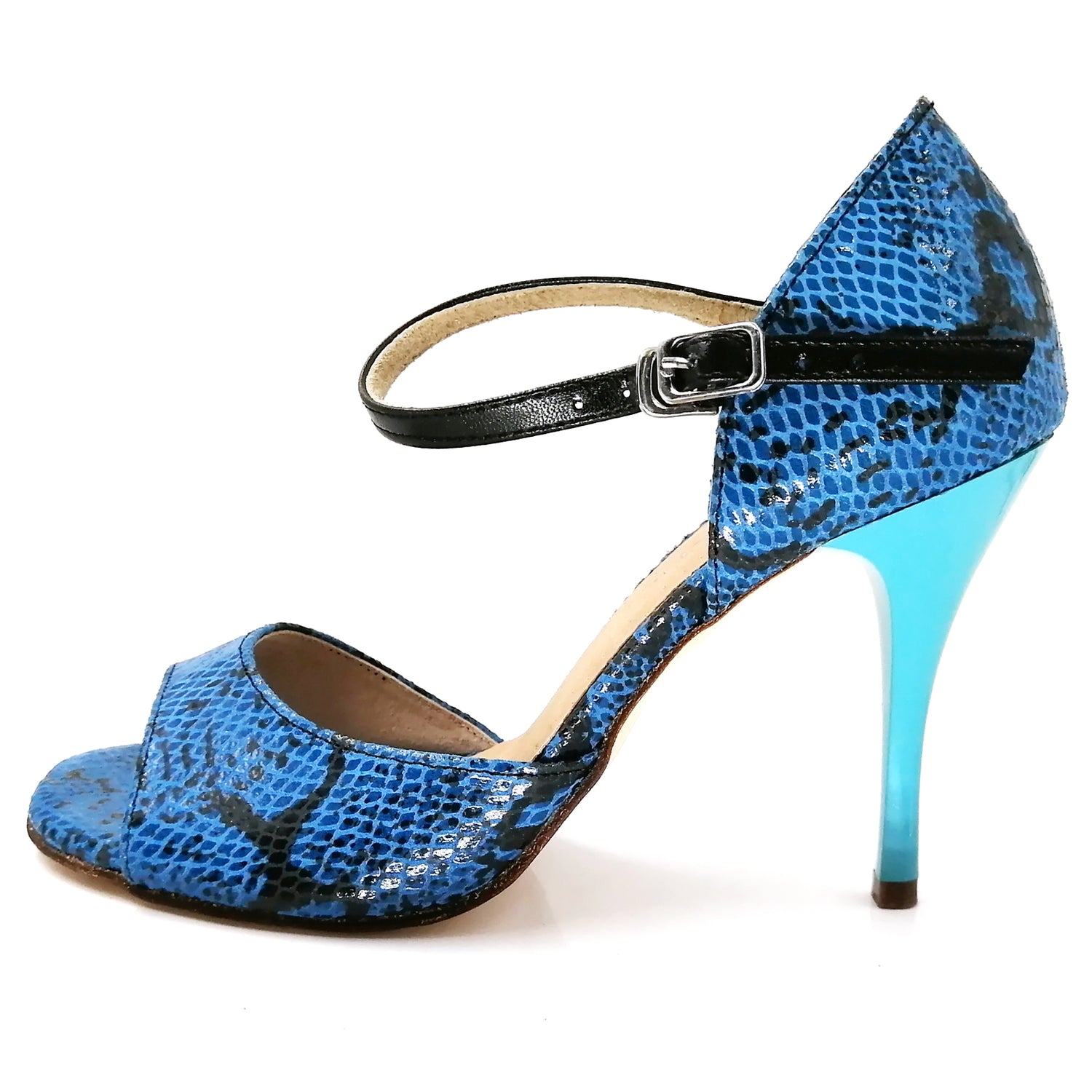 Pro Dancer Argentine Tango High Heel Sandals with Blue Leather Sole - PD-9001E1