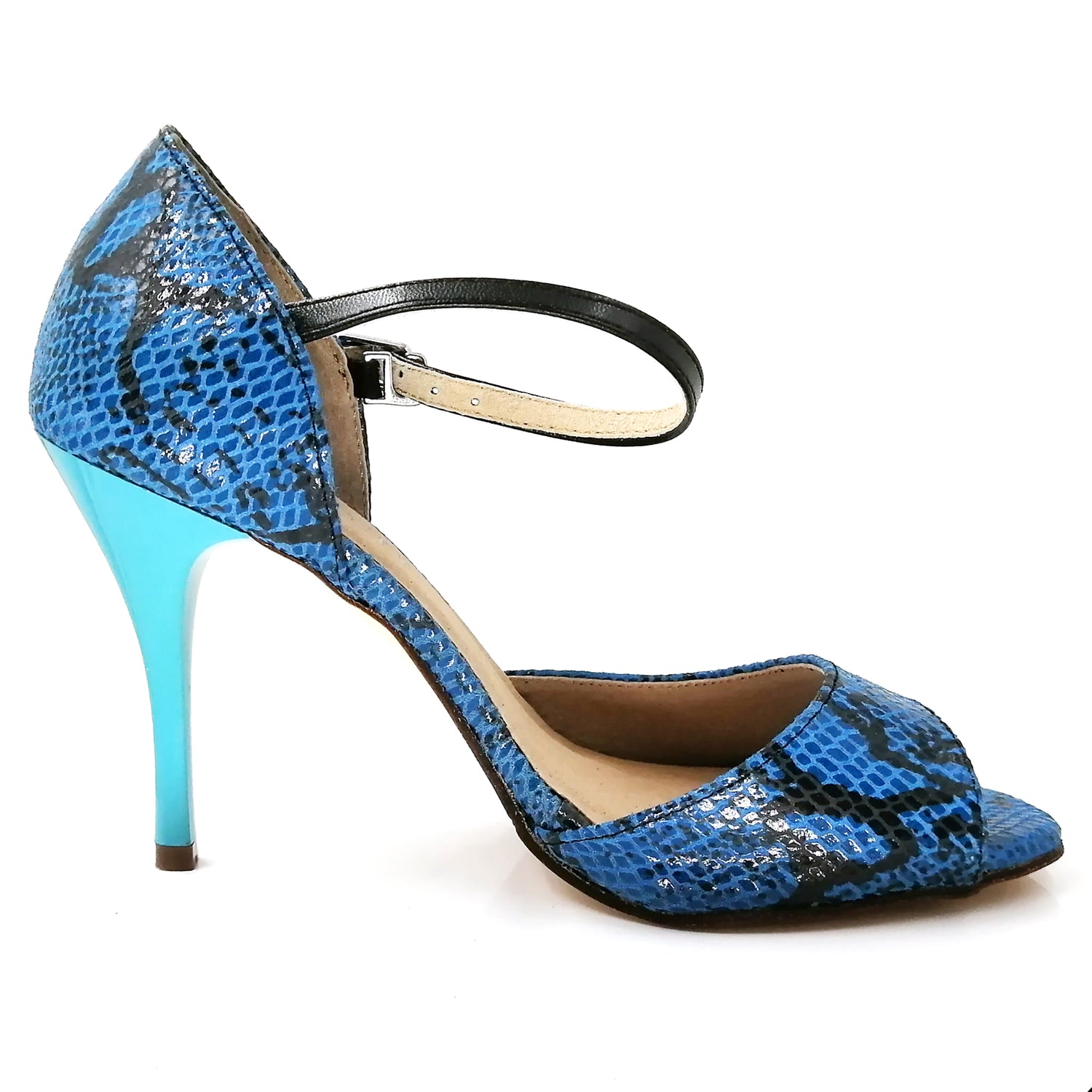 Pro Dancer Argentine Tango High Heel Sandals with Blue Leather Sole - PD-9001E2