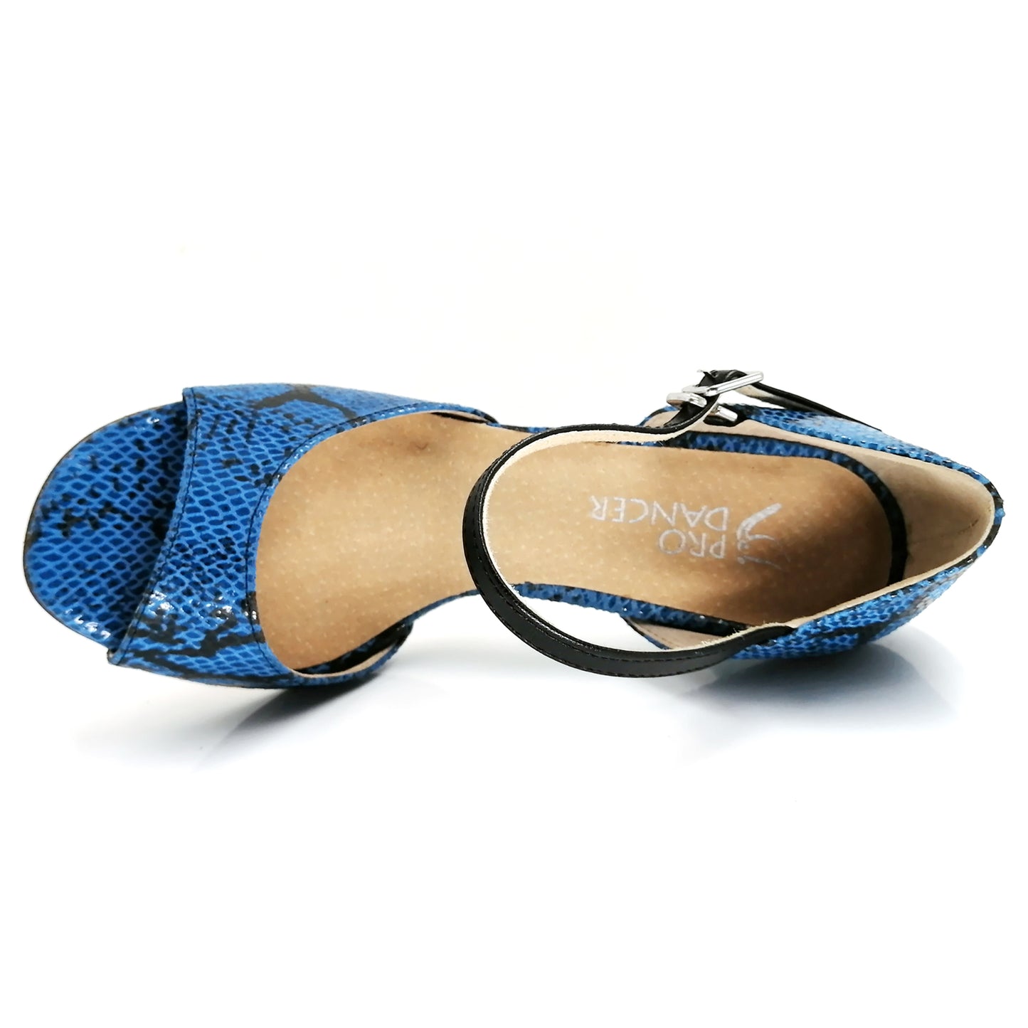 Pro Dancer Argentine Tango Shoes Ladies High Heel Dance Sandals Leather Sole Blue (PD-9001E)