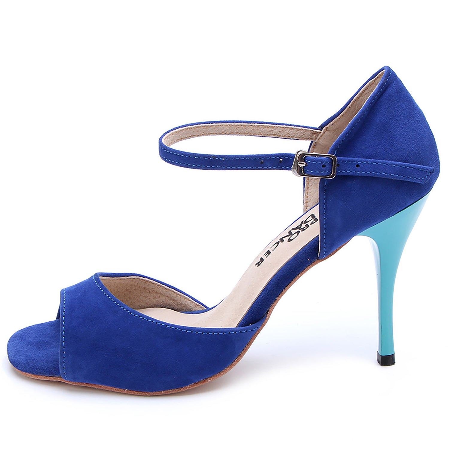Women's Pro Dancer blue leather high heels for Argentine Tango1