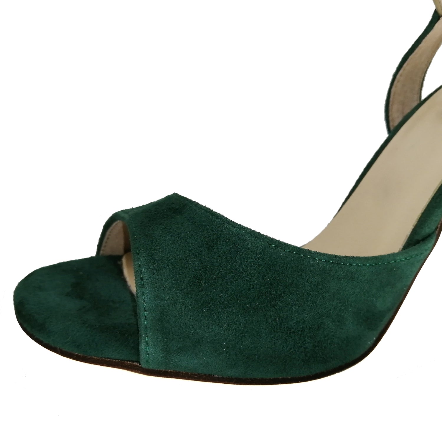 Pro Dancer Argentine Tango Shoes with Leather Sole and Dark Green Heels6