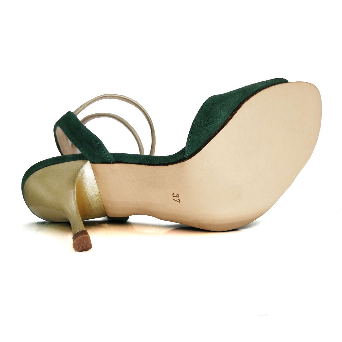 Pro Dancer Argentine Tango Dance Shoes High Heel Dancing Sandals Leather Sole Dark Green (PD-9006C)