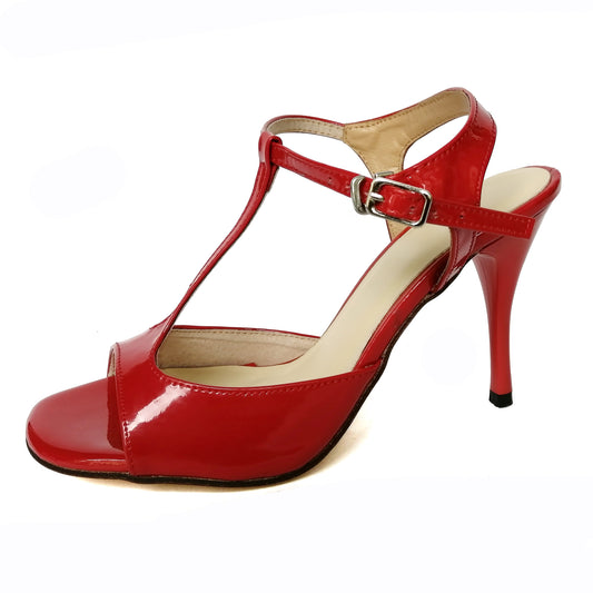 Pro Dancer red leather high heels Argentine Tango dance sandals0
