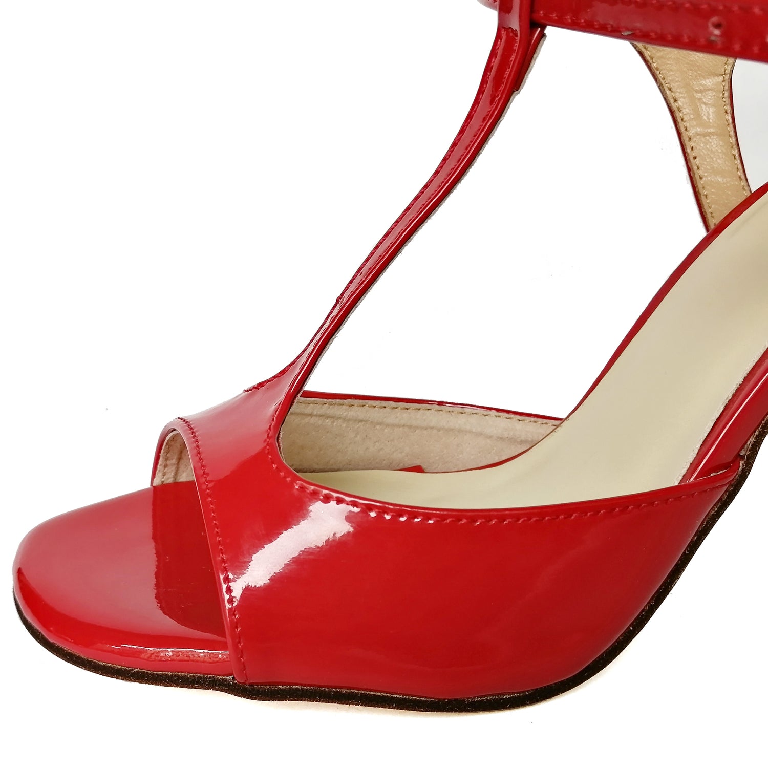 Pro Dancer red leather high heels Argentine Tango dance sandals3